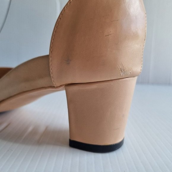 Bared Footwear Nude Leather Round Toe Block Heel Shoes Size 38 - Picture 11 of 13